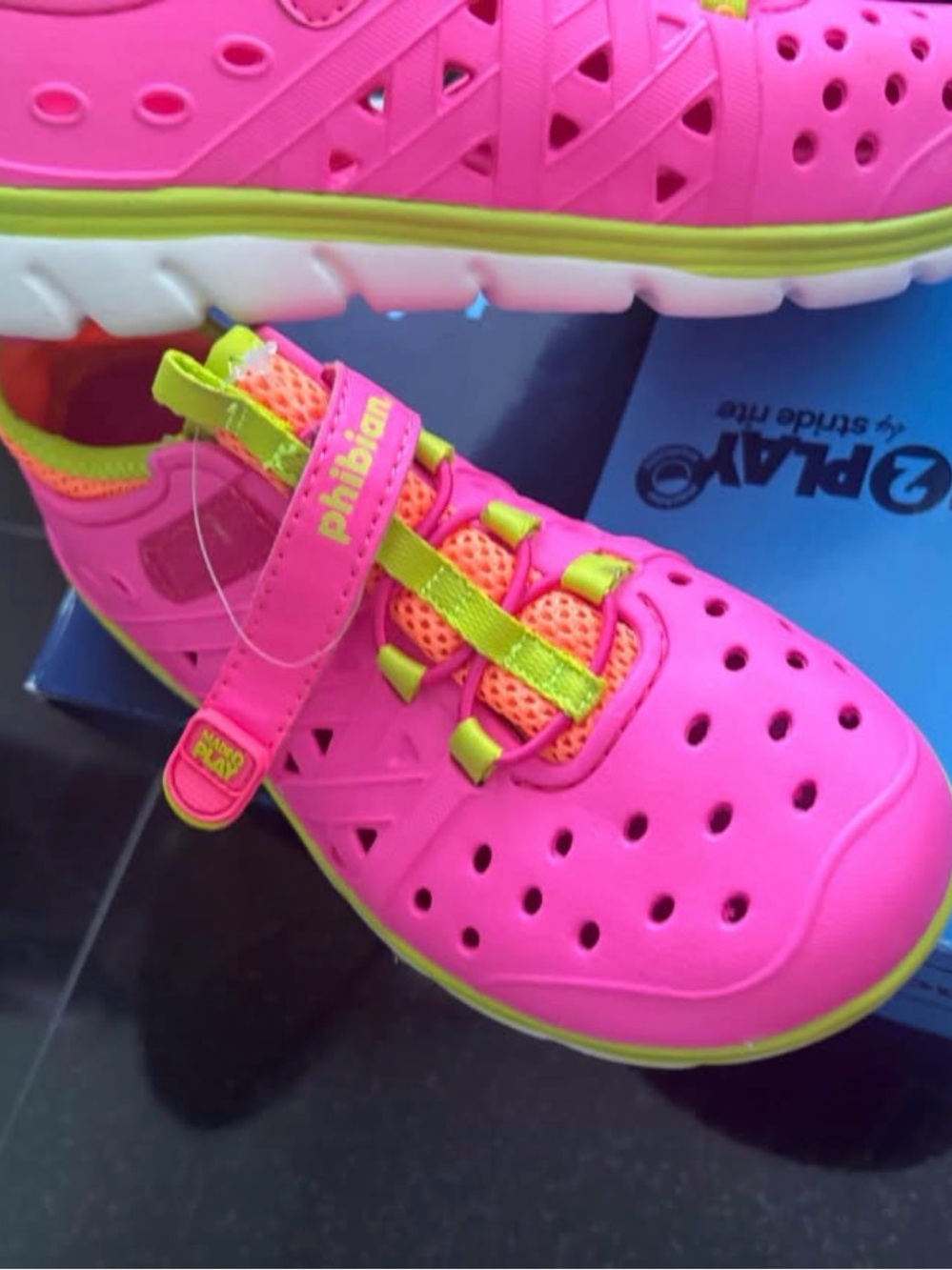 PINK Victoria's Secret Hot Pink and Lime Kids Water Shoes
